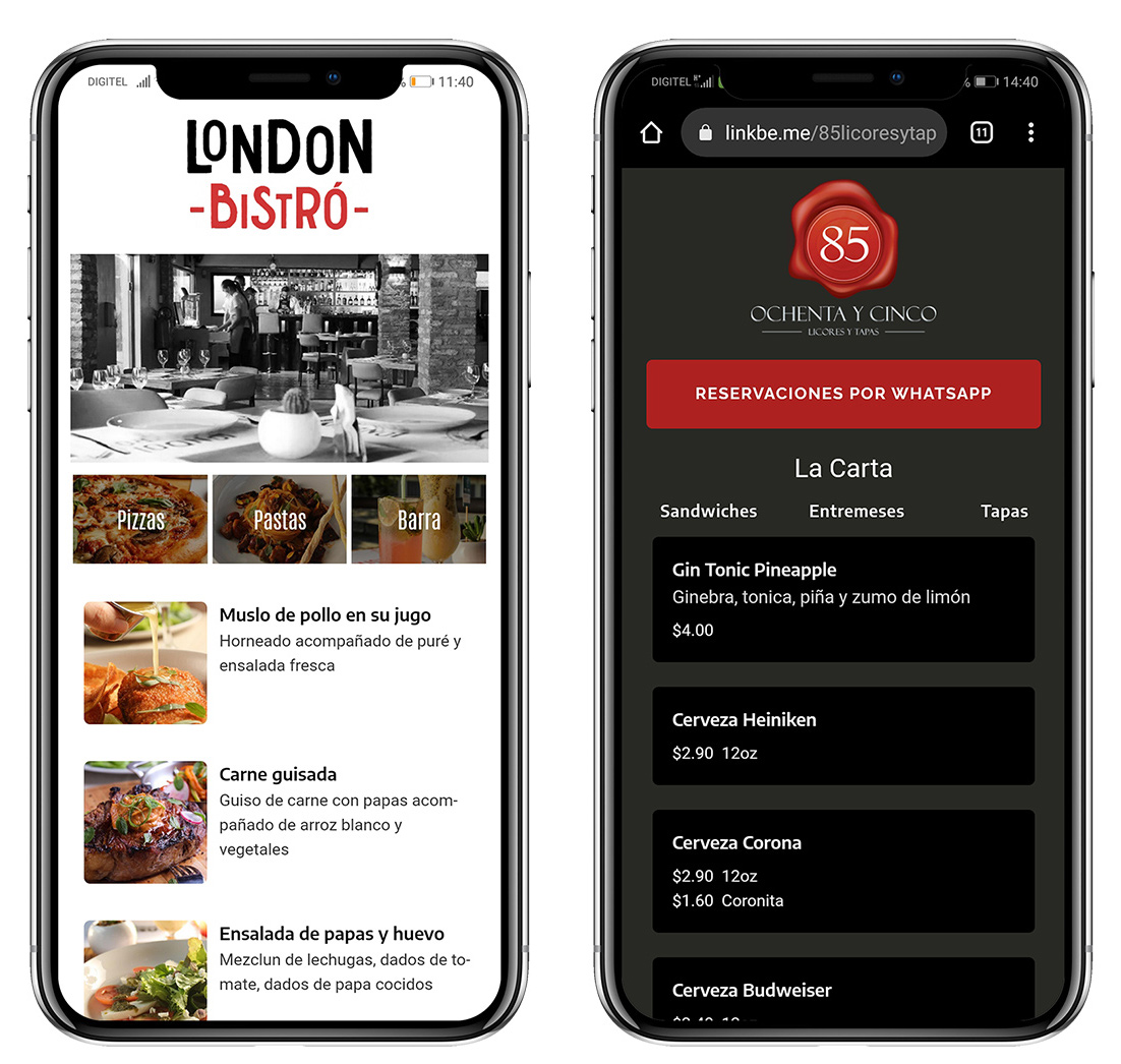 menu digital restaurant 3 mockup 3 mobile Link in Bio Restaurantes + Menu Digital
